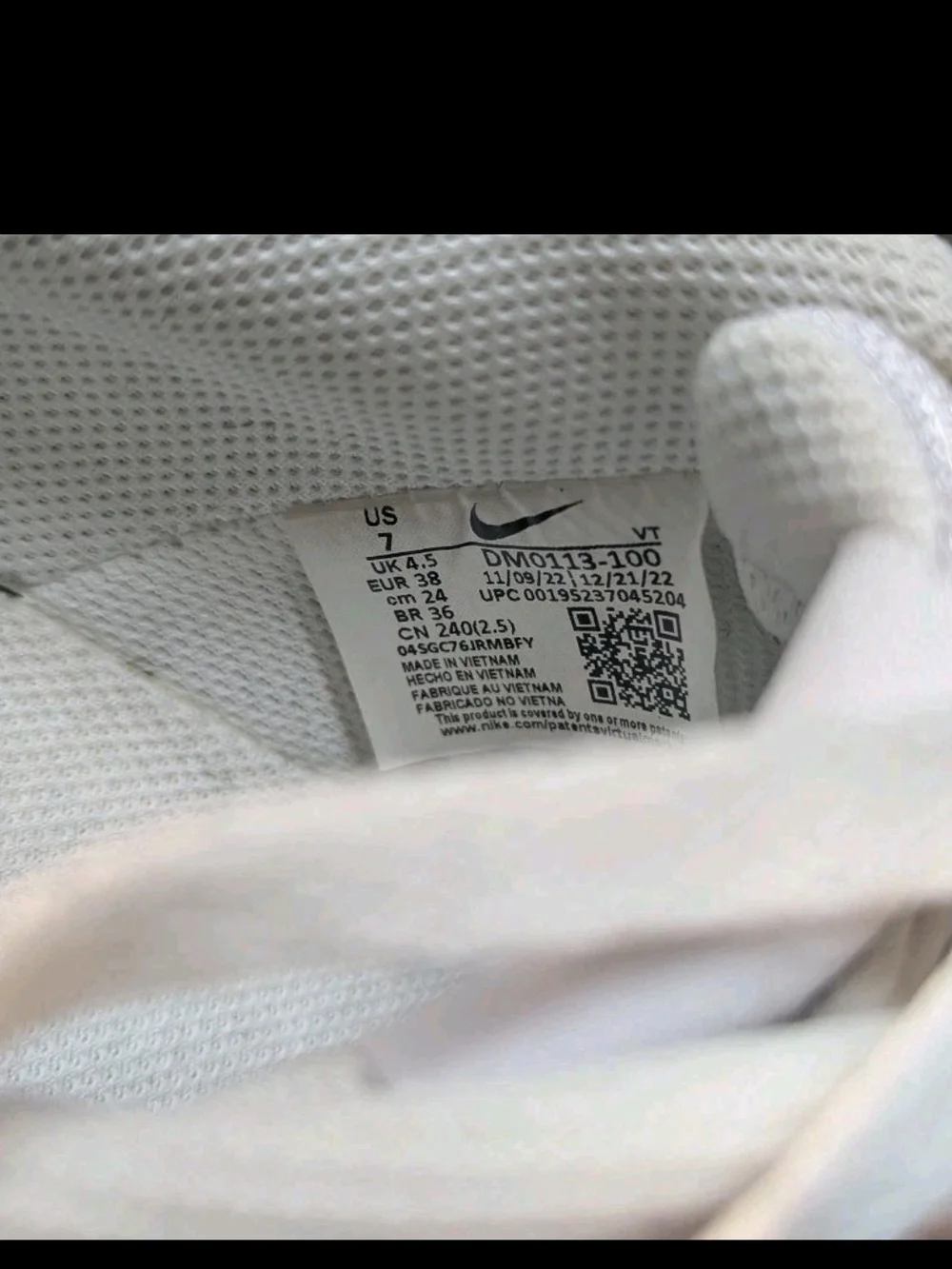 Nike Court Vision Alta LTR Women's Size 7 Triple White Sneakers